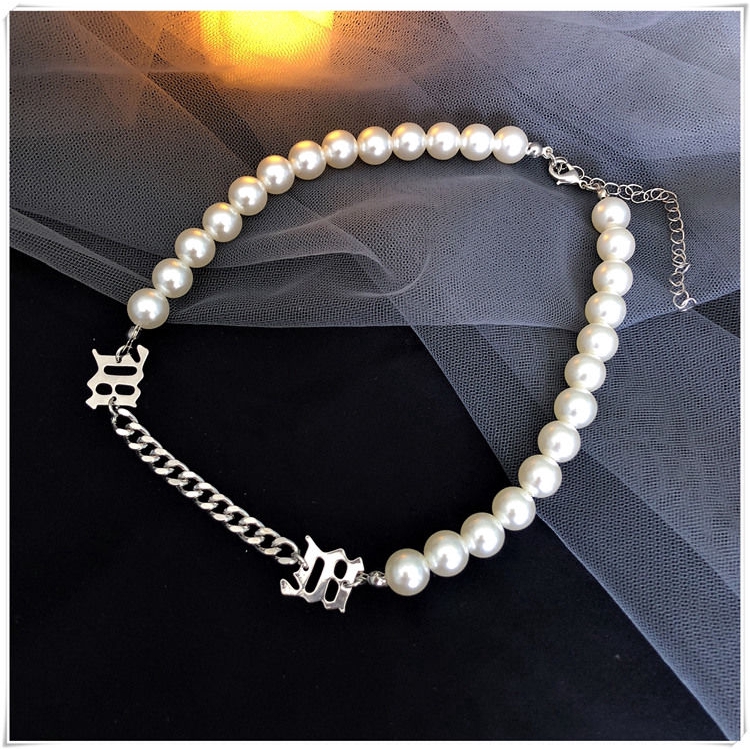 Vòng Cổ Đính Ngọc Trai Phong Cách Hip Hop Retro Cá Tính