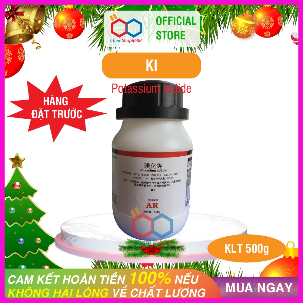 500g Hợp chất Kali iotua (potassium iodide KI), tinh khiết 99%