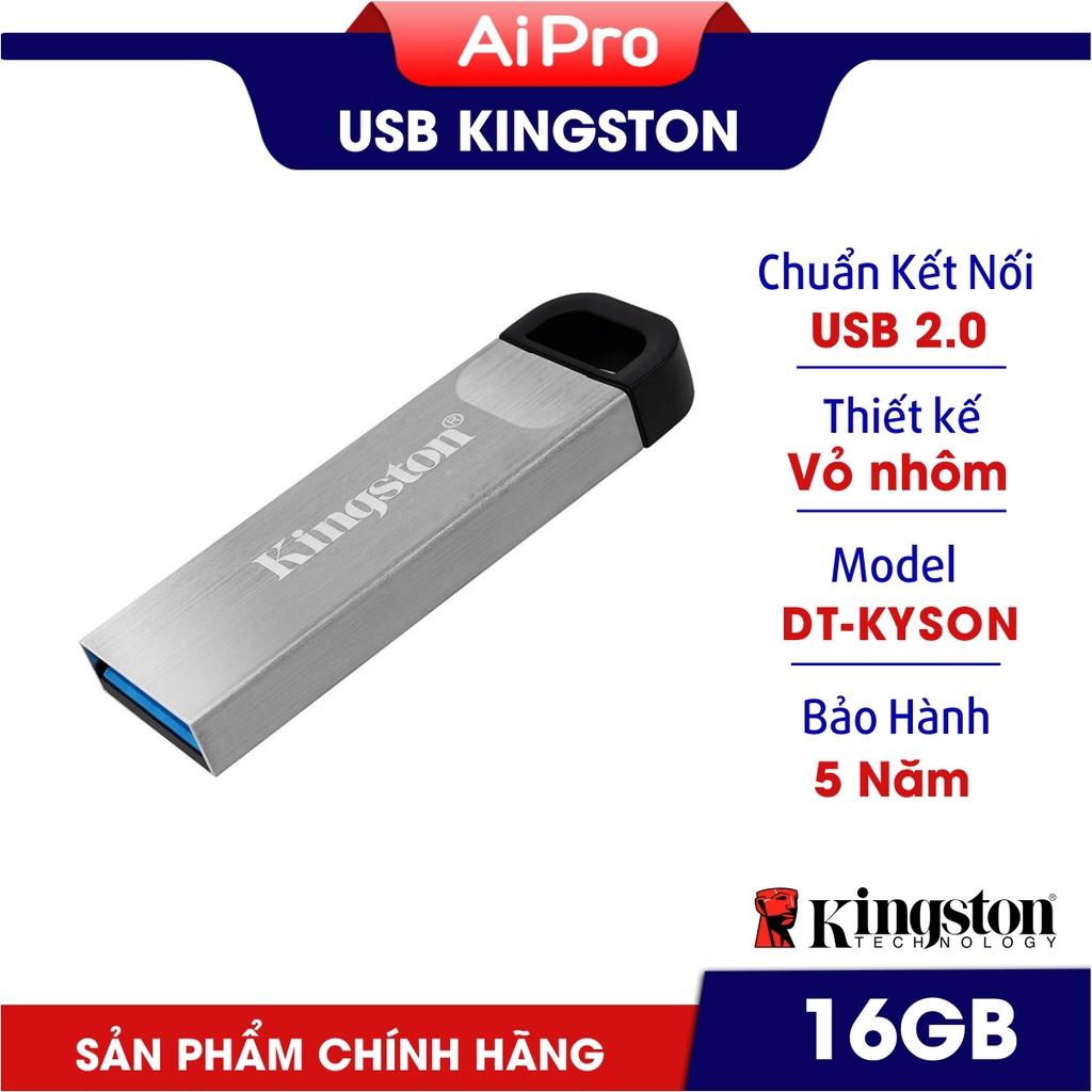 USB Kingston DT - KYSON 16GB - USB 2.0 - Hàng nhập khẩu - BH 5 Năm