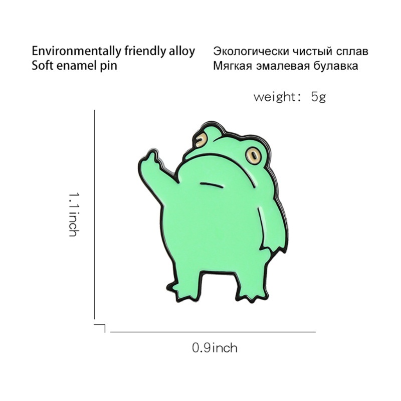 Ghim cài áo hình ếch hoạt hình dễ thương bằng kim loại tráng men