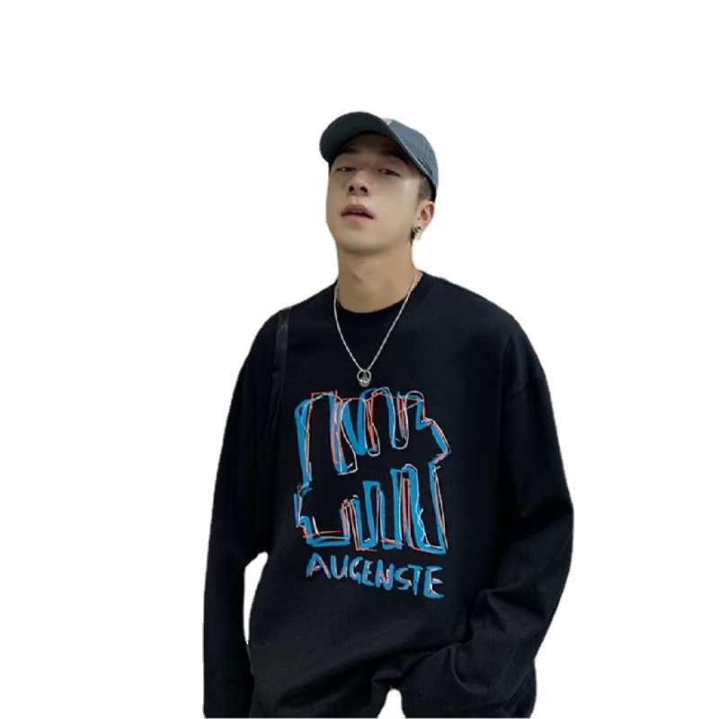 Áo Thun Tay Dài Dáng Rộng In Chữ Phong Cách Hip Hop Đường Phố Hàn Quốc Thời Trang Cho Nam Cỡ M-5XL