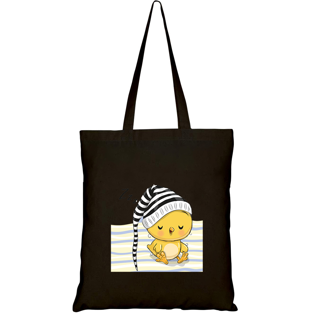 Túi vải tote canvas HTFashion in hình sleeping cute chicken hood on HT464