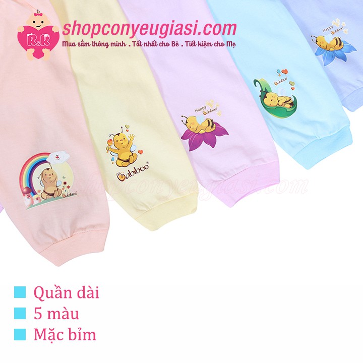 Quần Dài Màu Mặc Bỉm Sơ Sinh Babiboo  In Ép Nhiệt - 100% Cotton