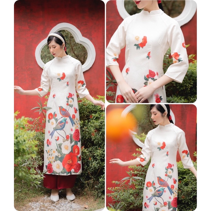 Set Áo Dài Gấm Hoa Lệ Xuân