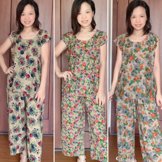 [Chọn mẫu] Bộ tole lụa quần dài tay cánh tiên nền hoa.