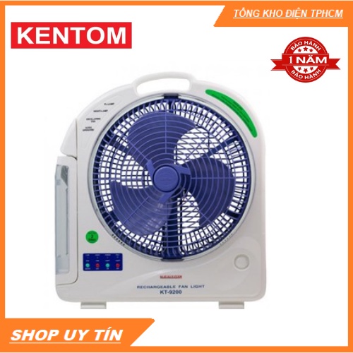 🚚 Hỏa Tốc 2h HCM🚚Quạt sạc - Đèn sạc Kentom 1 Bình KT-9100- Hàng Chính Hãng