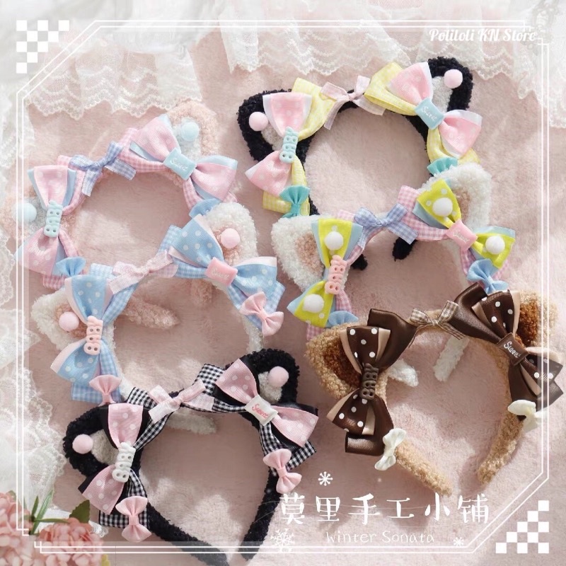 Băng đô cài tóc KC tai mèo phong cách lolita (hàng sẵn)