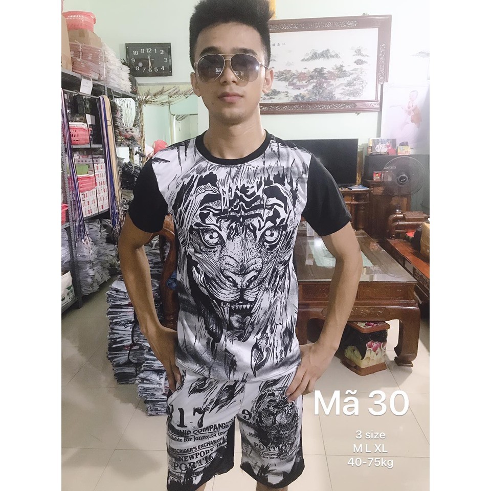 BỘ NAM 3D HÈ CAO CẤP mã 30 ( Hổ Trắng )