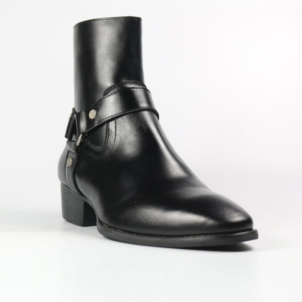Giày Harness Boots thời trang nam chất liệu da bò cao cấp đế gỗ sang trọng SN12 khóa Zipper tiện lợi khi mang | BigBuy360 - bigbuy360.vn