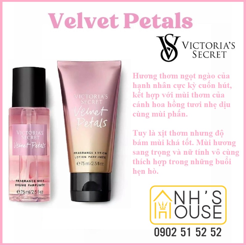 Gift Set 2 Món Victoria’s Secret Body Mist & Lotion Velvet Petals
