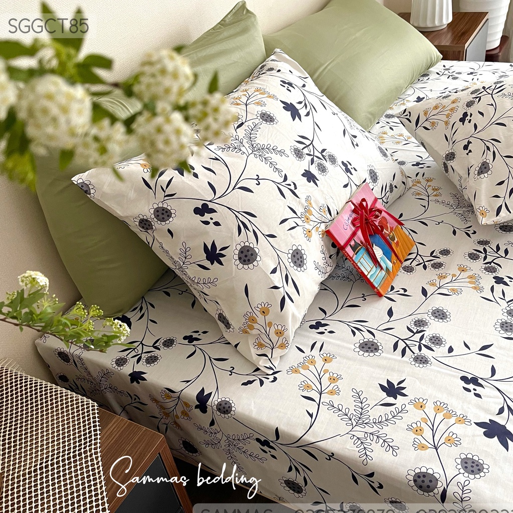 Bộ Ga Trải Giường Hoa Nhí Dễ Thương, Drap Thun Bọc Nệm Cotton 100%