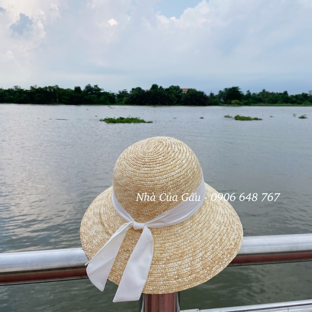Nón cụp nơ trắng - đen mẫu mới