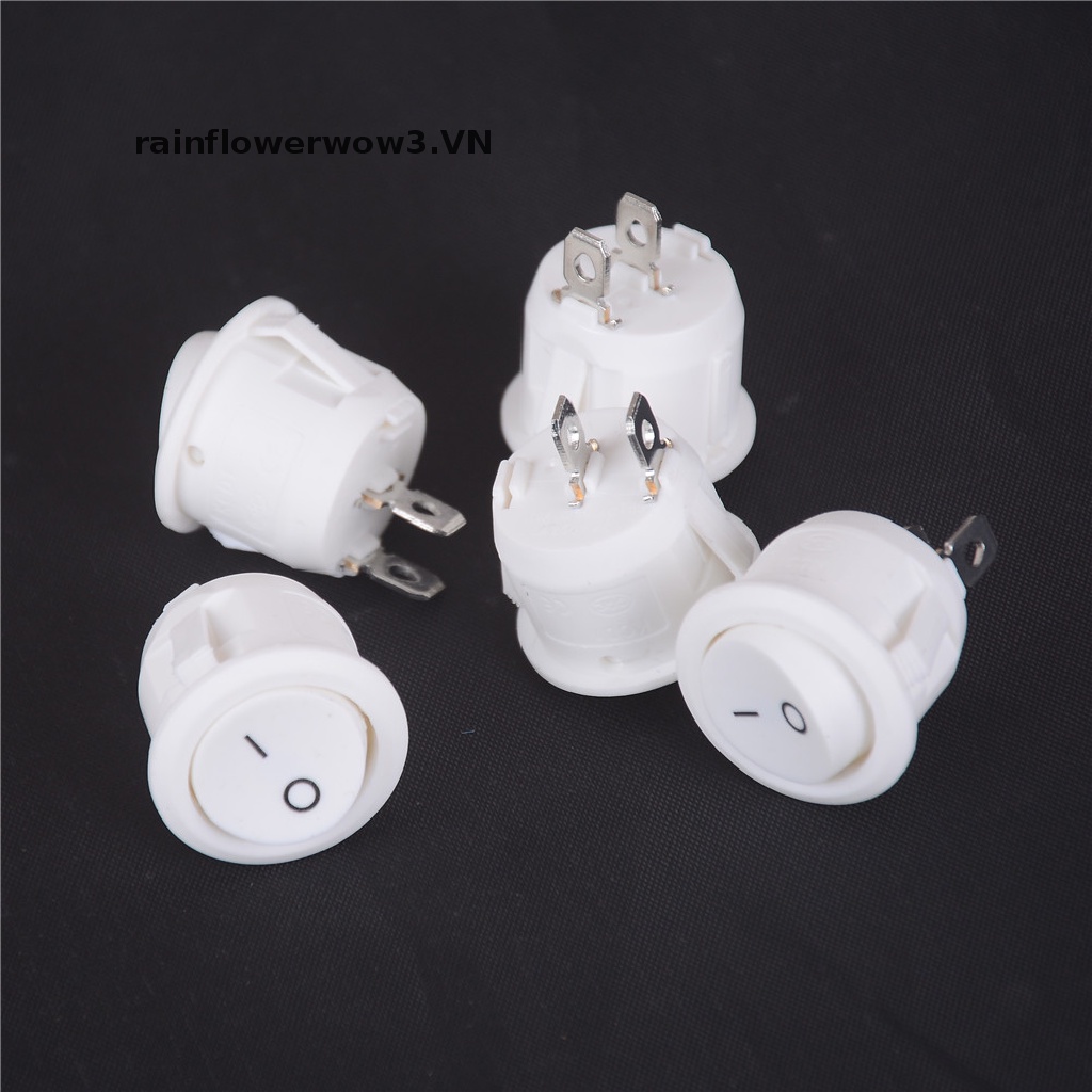 Set 5 Công Tắc Bật Tắt Tròn Mini 2 Pin Màu Trắng 20mm 12V Chuyên Dụng