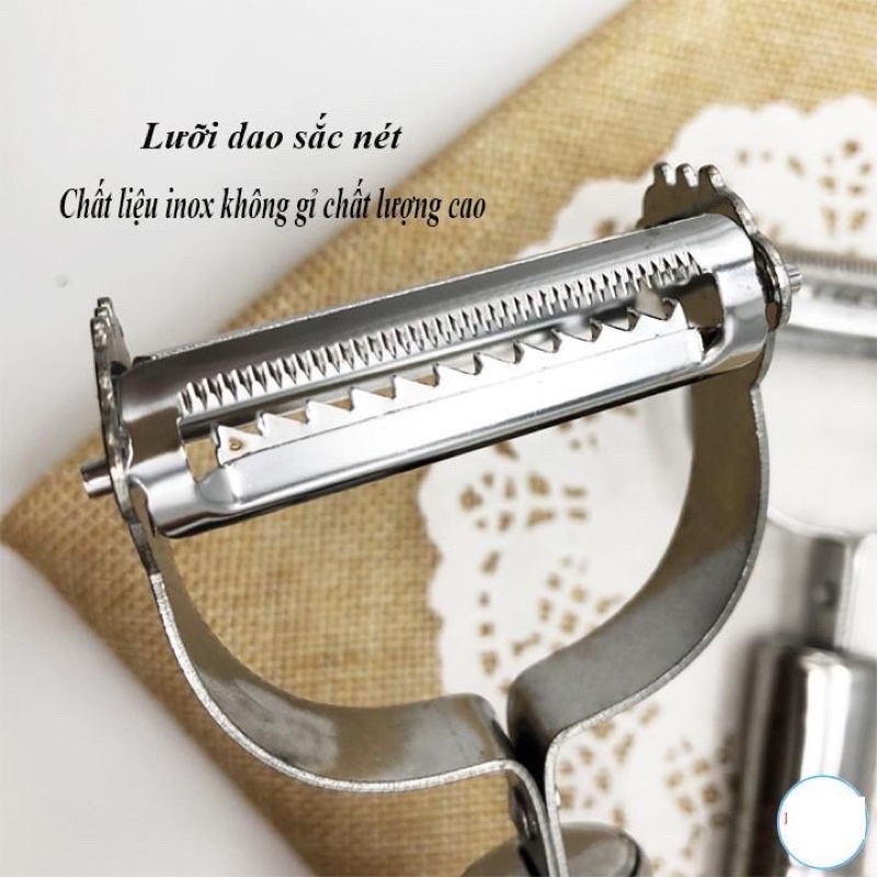 Nạo rau củ đa năng inox 2 trong 1 - nạo rau củ inox không gỉ gồm 1 lưỡi nạo 1 lưỡi bào tiện lợi