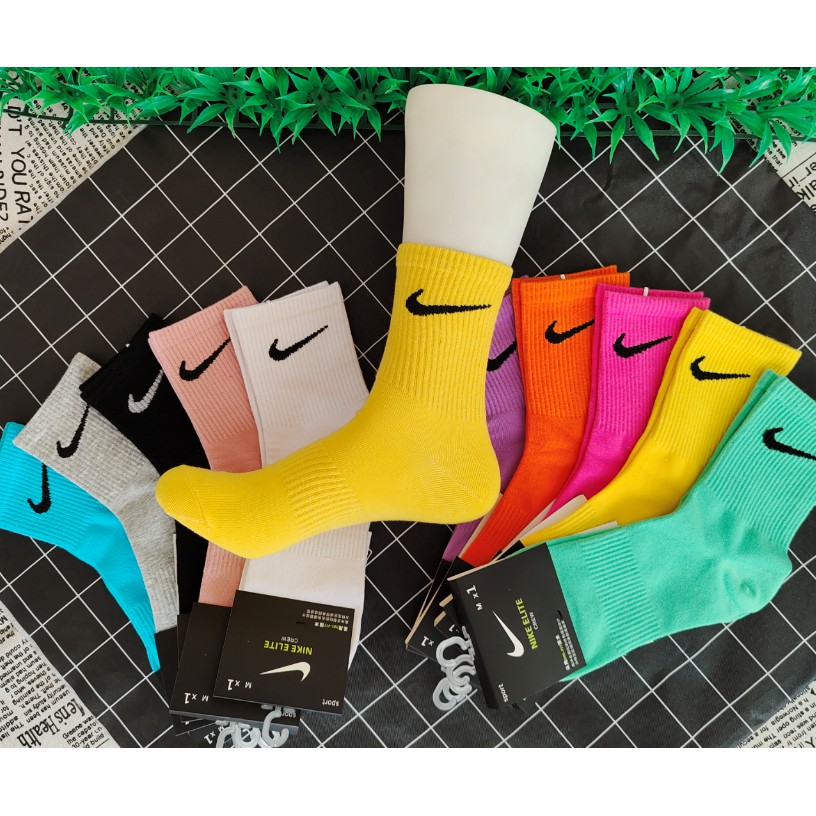 (Nike) - (10 màu sắc) Tất Vớ Thể Thao Dệt Kim Cổ Cao