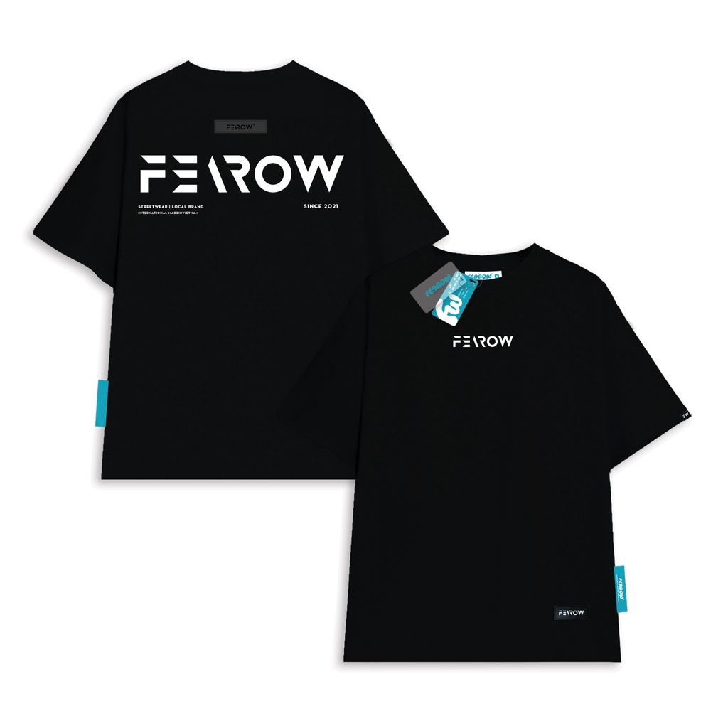 Áo thun Fearow Signature / Đen - FW101 BLK, Áo thun form rộng unisex tay lỡ nam nữ, áo phông cotton