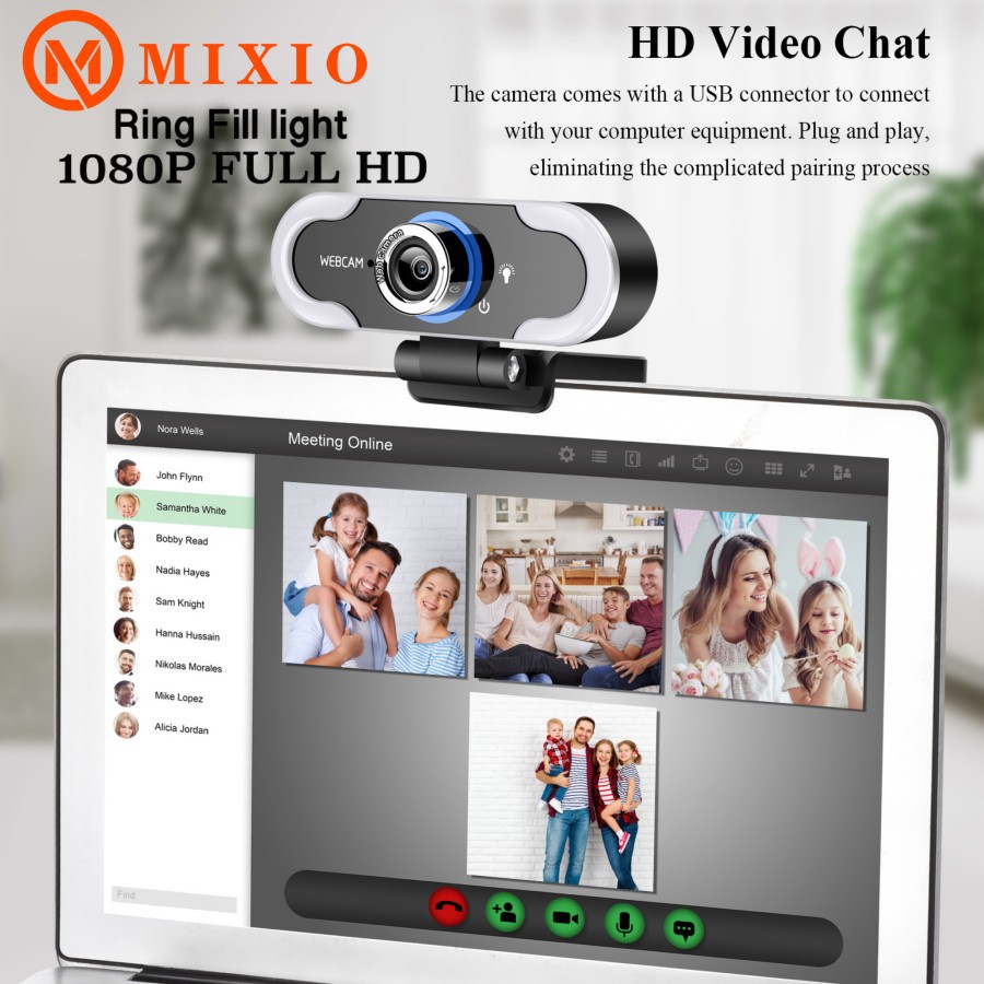 Webcam 3 Mức Độ B10 Mixio 1080p Full Hd Có Đèn Led