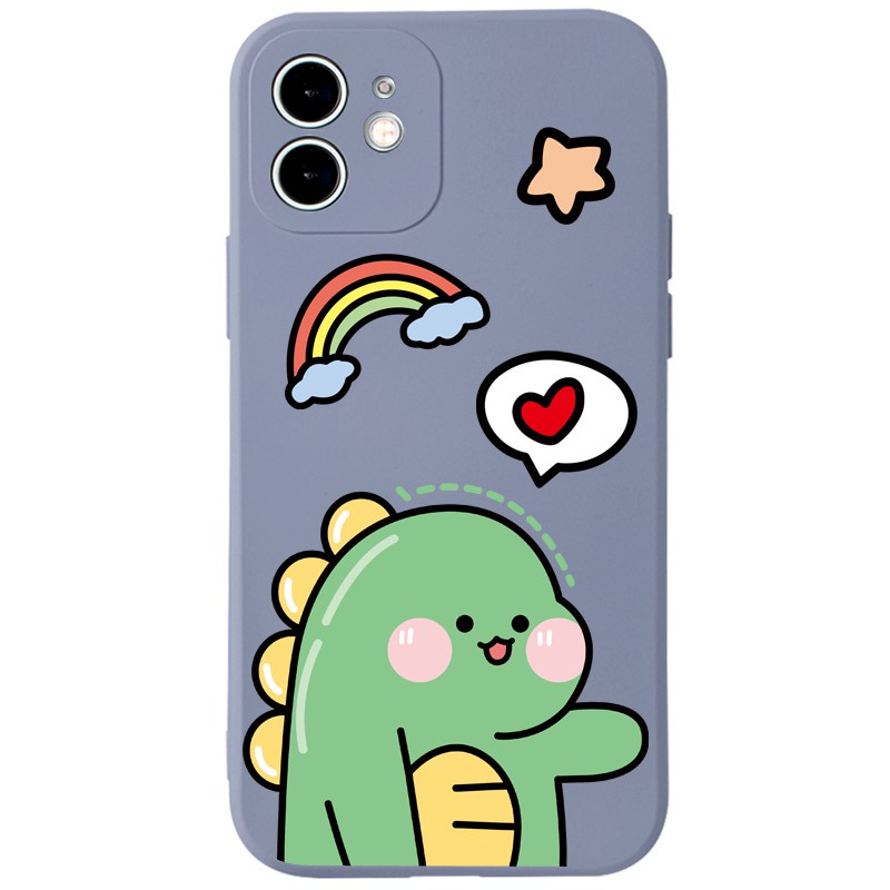 JURSUE Silicone Soft Case Apple iPhone 12 11 Pro Max X XR XS Max SE 2020 8 7 6 6S Plus + Shockproof Dinosaur Couple Cute Phone Cover Matte Casing ip ip6 ip6s ip7 ip8 ip11 ip12 Y1119