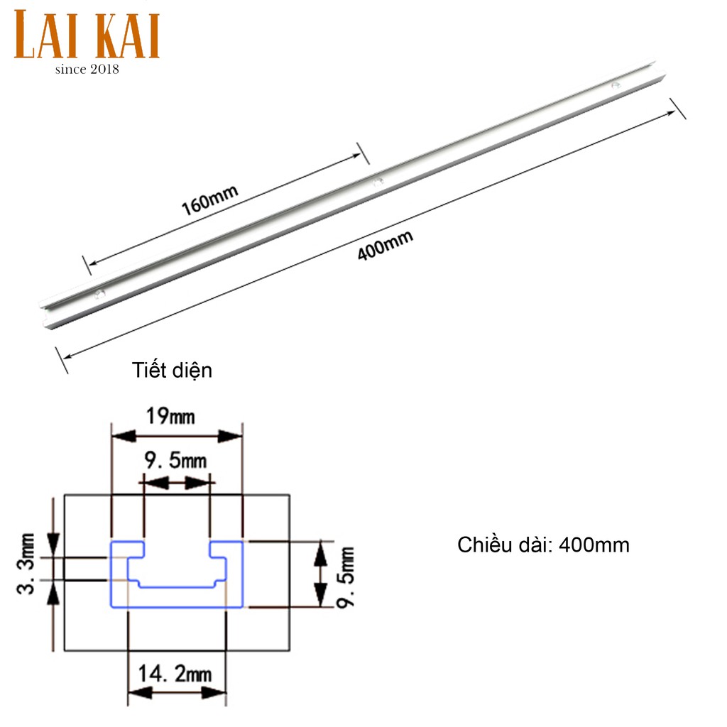 Ray trượt nhôm nhỏ 300 400 500mm