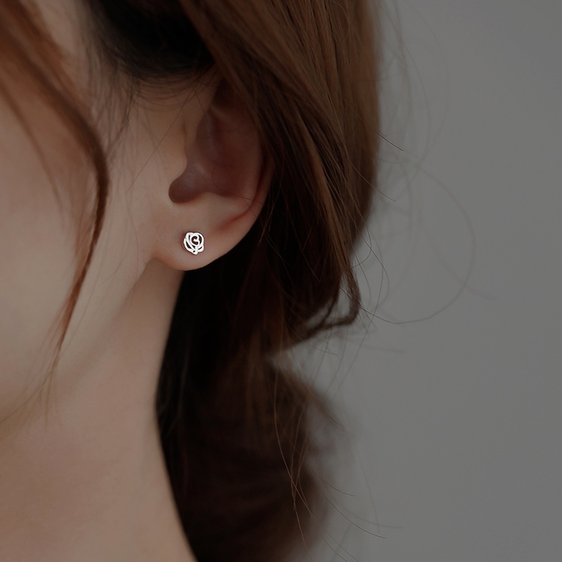 Bông Tai Mạ Bạc 925 Hình Hoa Hồng Thanh Lịch Cho Nữ