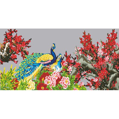 TRANH ĐÍNH ĐÁ Cha Mẹ Công Mẫu Đơn ABC VS060  |99x50cm|