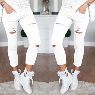 Quần Legging Nữ Dài Rách Gối Thời Trang