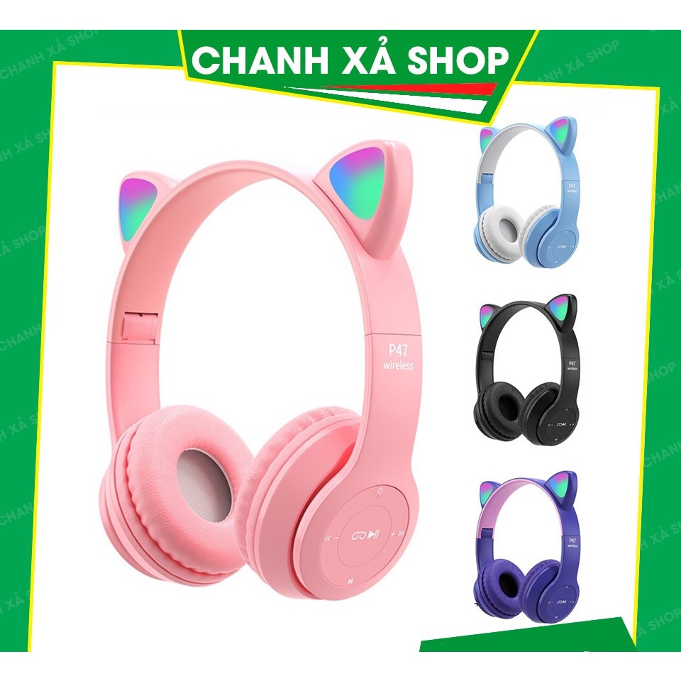 Tai nghe Bluetooth chống nước chống ồn hàng quốc tế đỏi tên ios androi Tai nghe chụp tai mèo P47m Solona-Shop