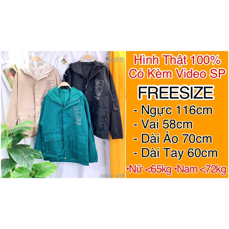 🌈𝐆𝐈𝐀́ 𝐗𝐔̛𝐎̛̉𝐍𝐆💢 052 Áo Khoác Jackets KaKi 2 Lớp Túi In Chữ Siêu Hot | BigBuy360 - bigbuy360.vn