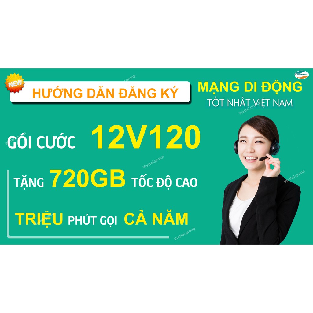 Sim nghe gọi Viettel trọn gói 1 năm, 12V120, miễn phí nghe gọi không giới hạn, 60Gb data tháng.