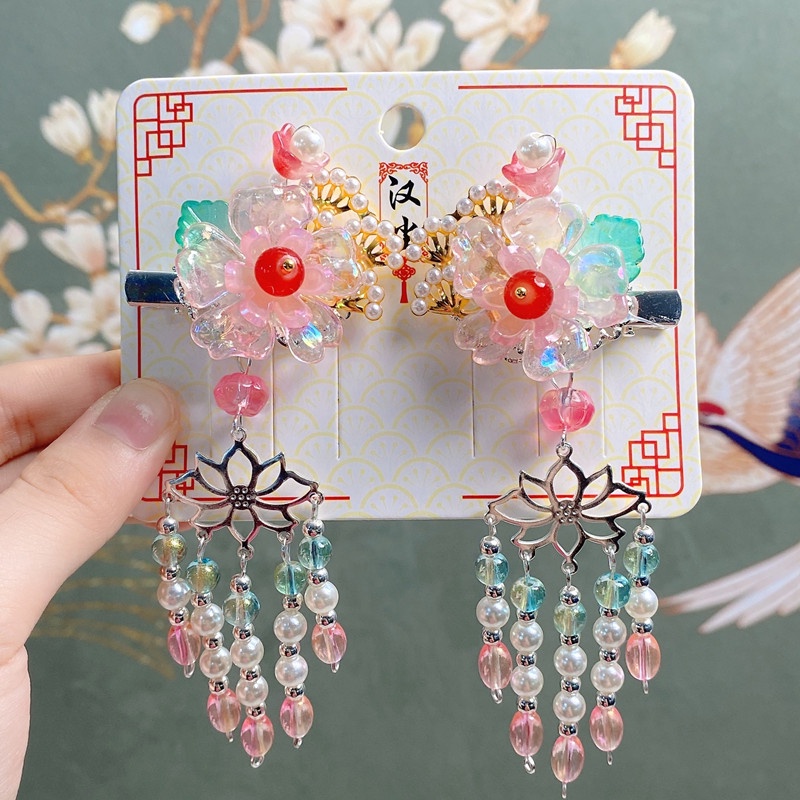 1 Cặp Kẹp Tóc Đính Hoa / Thỏ Trắng / Bướm Trang Trí Tóc Cho Bé Gái