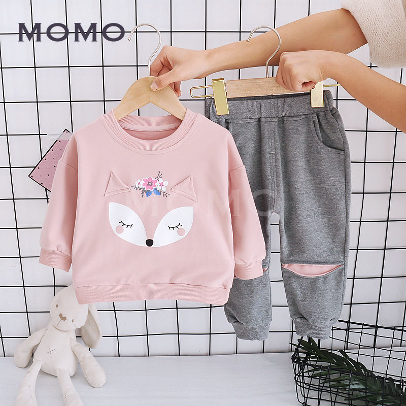 Set Áo Quần Sweater Họa Tiết Động Vật Đáng Yêu Thời Trang Cho Bé Gái 1-5 Tuổi