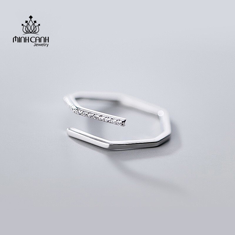 Nhẫn Bạc Nữ Cá Tính Đính Đá Dáng Hở Freesize Minh Canh Jewelry