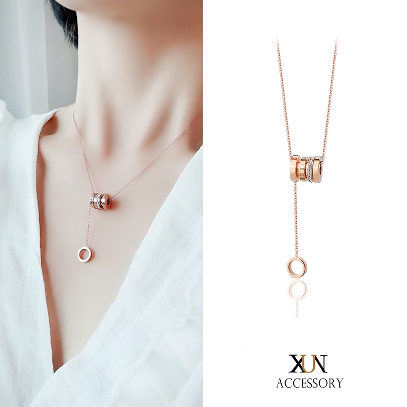 Dây chuyền mặt nhẫn chất liệu thép titan phong cách Hàn Quốc sành điệu