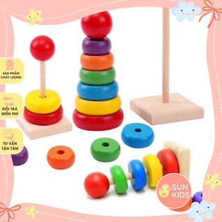 Đồ chơi gỗ thả hình tháp cầu vồng