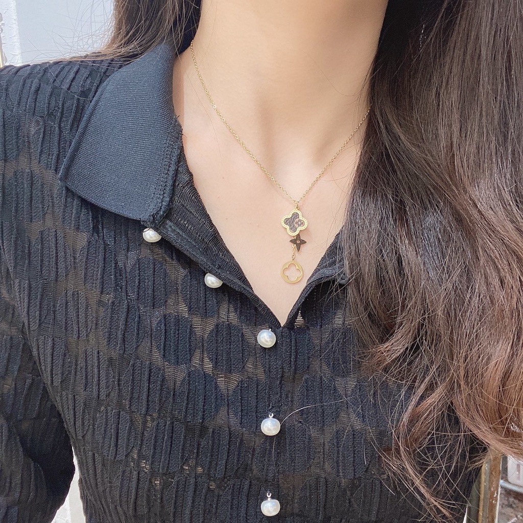 LOUIS VUITTON Vòng cổ Mặt Chữ LV Phong Cách Hàn Quốc Đơn Giản Cho Cặp Đôi
