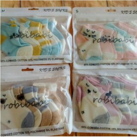 Set 5 Đôi Tất Robibabi 100% Cotton Cho Bé