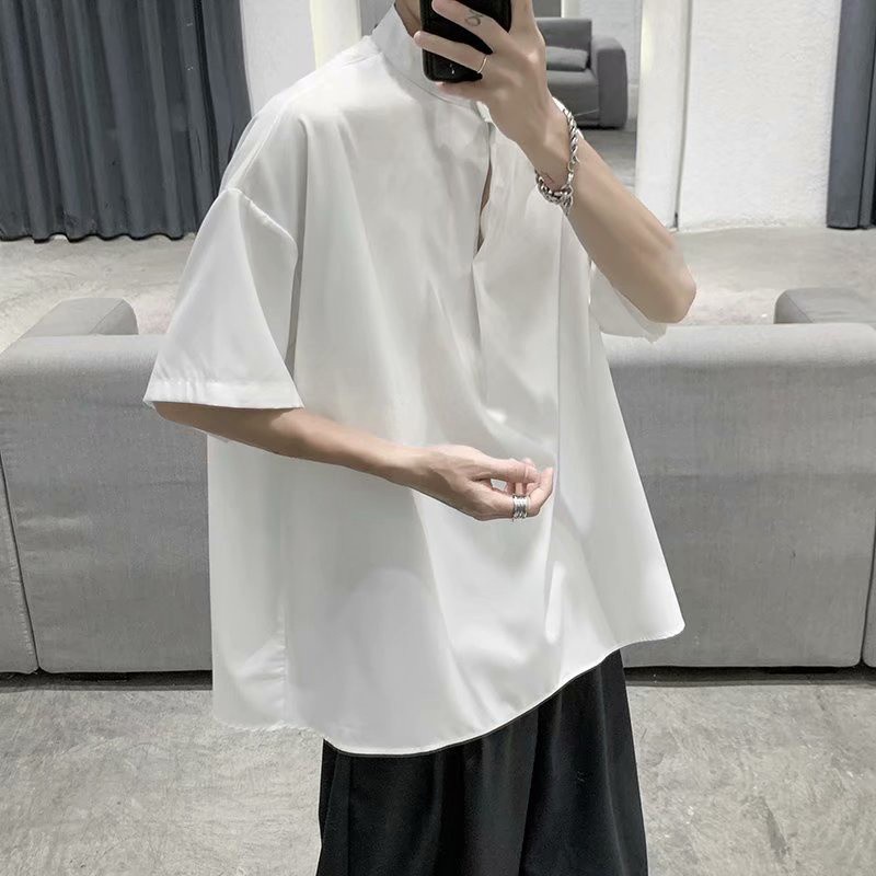 Áo Sơ Mi Lụa Ngắn Tay Dáng Rộng Thời Trang Mùa Hè Dành Cho Nam