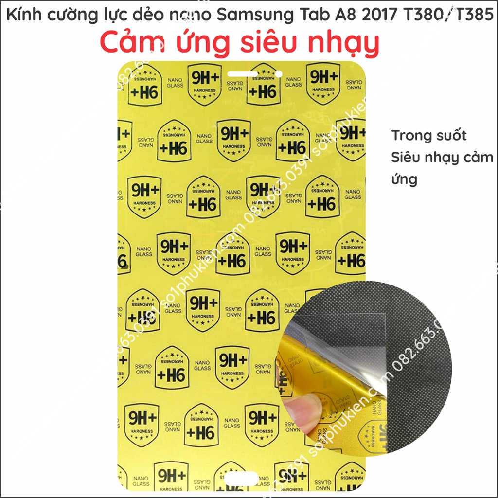 Dán cường lực nano Samsung A8 2017 Tab T380/ T385 dẻo trong suốt