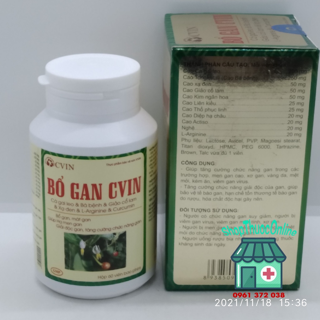 Bổ gan CVIN lọ 60 viên - Tăng cường chức năng gan