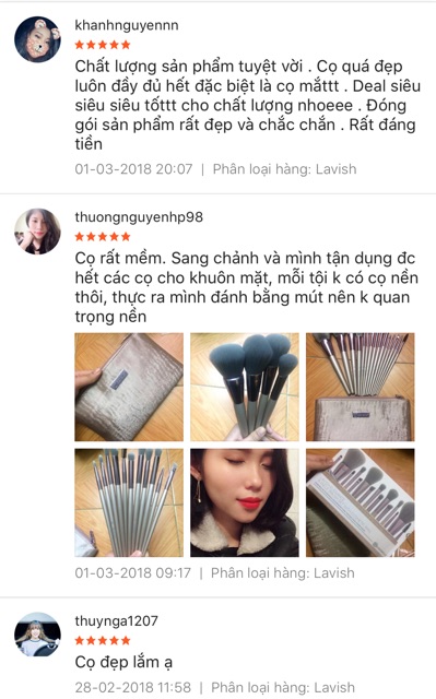 Bộ cọ Bh cosmetic Lavish Elegance 15 cây