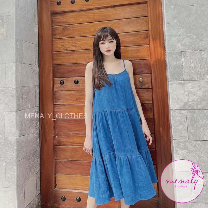 Váy 2 dây dáng suông dài babydoll V07 mẫu váy dáng rộng dài qua gối phù hợp mọi vóc dáng, bầu bí bon chen thoải mái