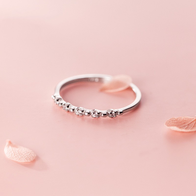 Nhẫn Bạc S925 Thanh Mảnh Đính Đá Freesize NLARJ7614. Nhẫn Bạc 925 Nữ 20Silver