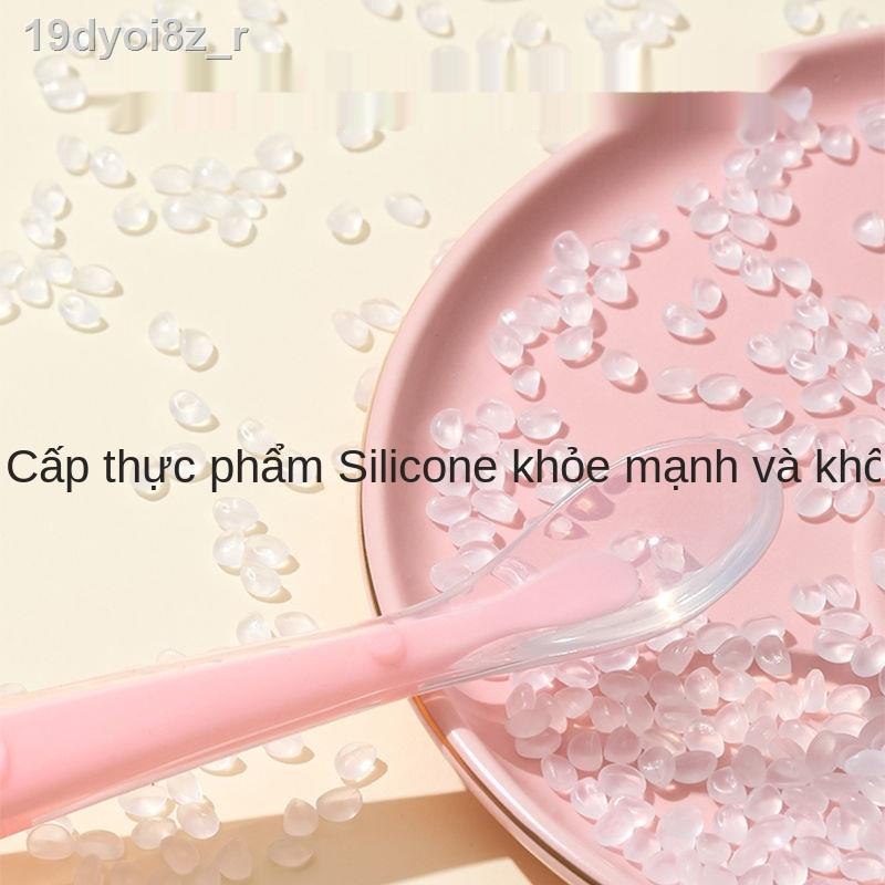 ℗☈Bé sơ sinh thìa silicone mềm thức ăn bổ sung trẻ em trái cây xay nhuyễn uống cảm biến nhiệt độ bộ đồ bát