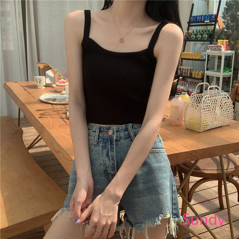 Áo Croptop Dệt Kim Không Tay Thời Trang Mùa Hè Cho Nữ | BigBuy360 - bigbuy360.vn