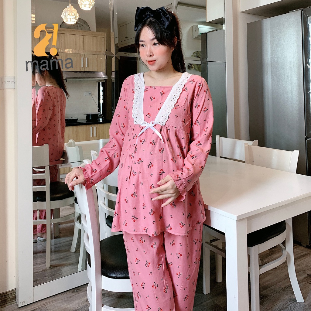 [Mã BMBAU50 giảm 7% đơn 99K] Đồ bộ bầu sau sinh thiết kế mặc nhà mùa hè 2MAMA kế dáng lửng lanh - V115