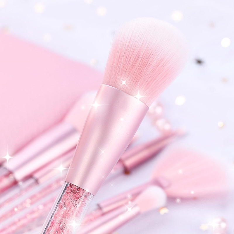 7 Pcs/ Set Pink Quicksand Glitter Fantasy Makeup Brush Set with Bag