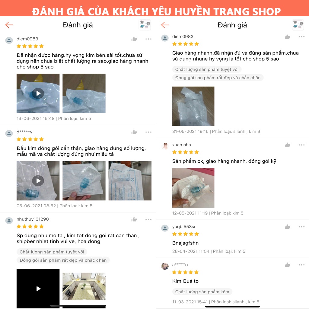 Đầu Kim 5 Tròn, Đầu Kim 9 Vuông, Xi Lanh Cho Máy Tiêm Dưỡng Chất EZ - Thẩm Mỹ Huyền Trang NANOCEE