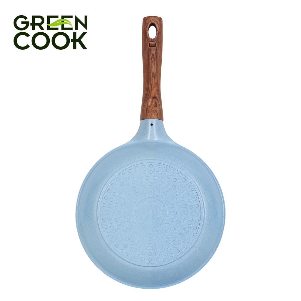 Chảo đúc đáy từ men đá xanh sapphire Green Cook GCP09 với 10 lớp chống dính an toàn cho sức khoẻ, công nghệ Hàn Quốc dùn