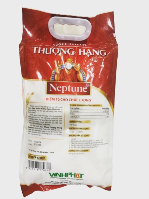 Túi 5kg Gạo Thơm Thượng Hạng Neptune ( Bao bì mới)