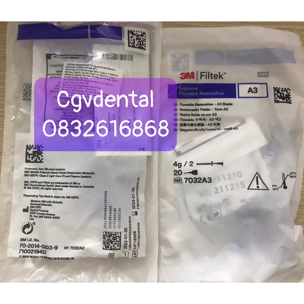 7032 Composite lỏng Z350 Filtek Supreme Flow 2g*2 ống (túi 2 tuýp) - 7032 Filtek Supreme Flow